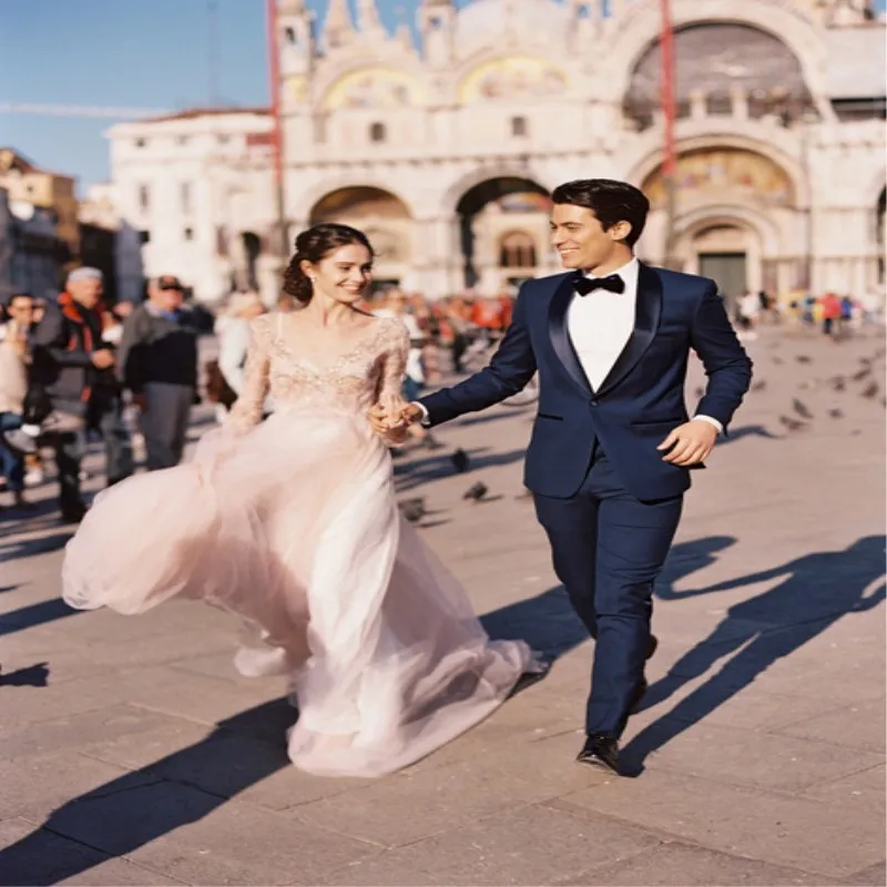 Смокинг мужской классический из 2 предметов Свадебный деловой костюм пиджак и