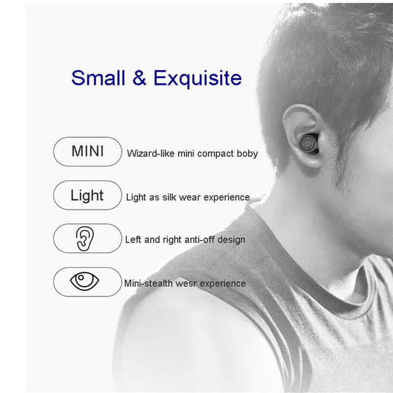 X2T миниатюрные Bluetooth наушники вкладыши беспроводные TWS с микрофоном