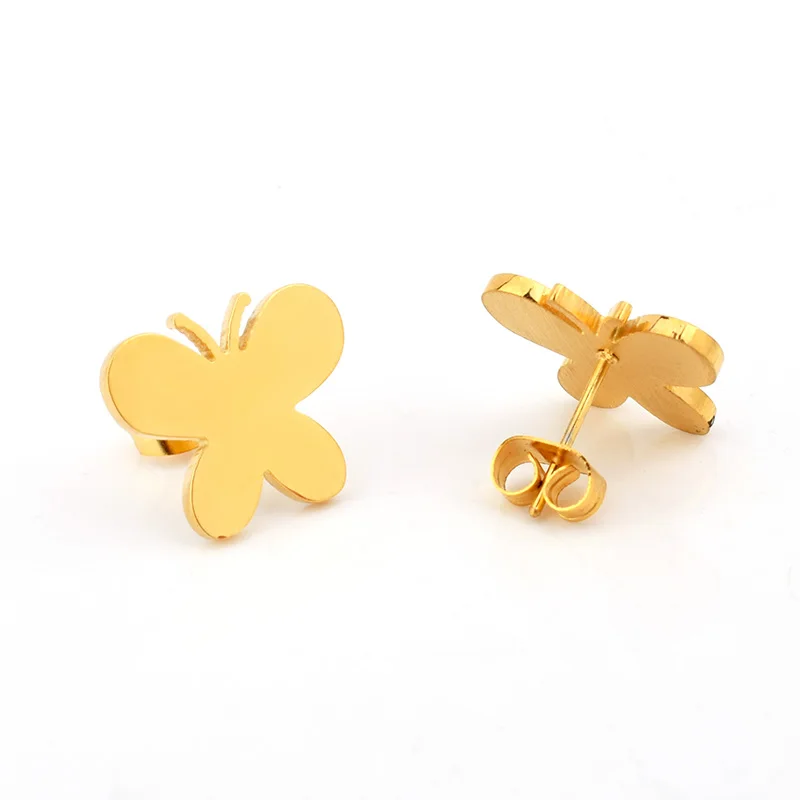 SOITIS Gold Color Stainless Steel 316L Butterfly Earrings Zircon Stone Pendant Necklace Sets 2019 Women Trendy Bridal Jewelry | Украшения и