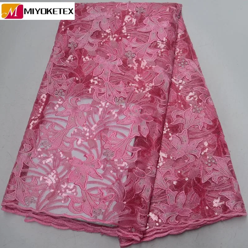 Handcut Organza Lace African Fabric 2020 High Quality French Net Fabrics With Sequins For Party Dresses PSA500-1 | Дом и сад