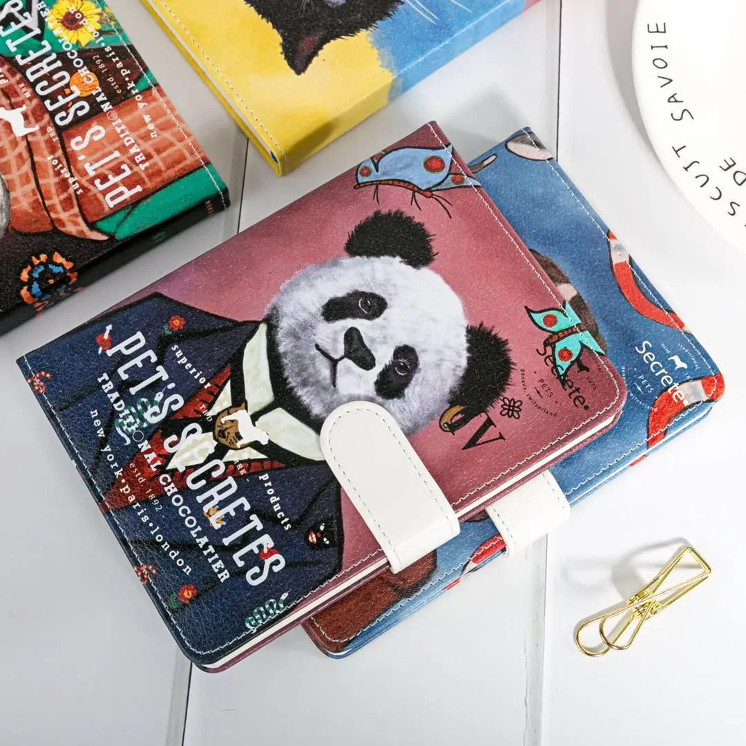Original creative cute animals theme hardcover school student composition notebooks stationery fine copy line book A6 | Канцтовары для