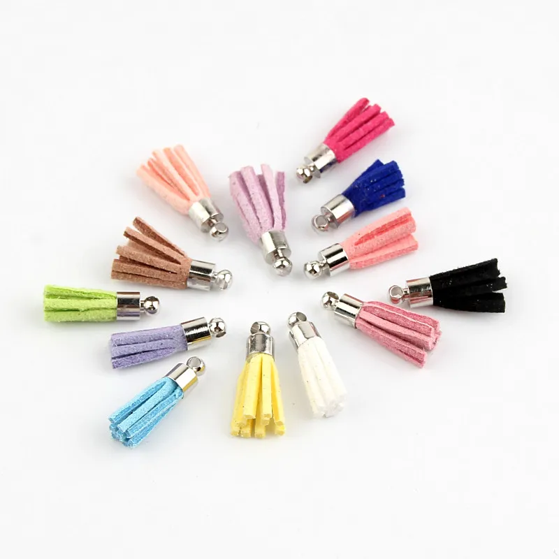 

50 шт. кисточка 18-20 мм кожаная подвеска-талисман с бахромой Кулоны из нержавеющей стали для брелок-подвеска для телефона DIY изнаночные ювелир...