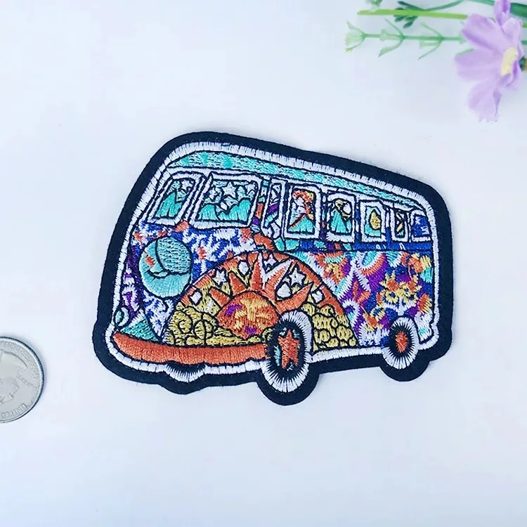 5X Hippie Bus Patch Psychedelic Art Sewing On Embroidery DIY Embroidered Iron Applique for Clothes Handmade Hardwork | Дом и сад