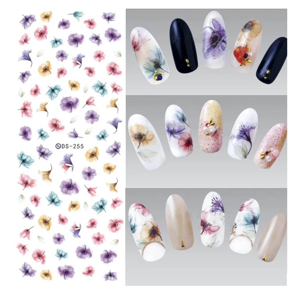 1 Лист наклейки для нейл арта переводные с водой цветов 3d украшения ногтей|stickers
