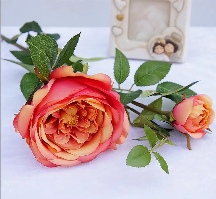 Длинные 71 см качественные настоящие сенсорные цветы белые/розовые/фиолетовые