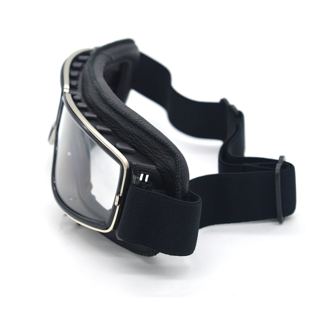 Мотоциклетные очки в ретро стиле из натуральной кожи для мотокросса прозрачные
