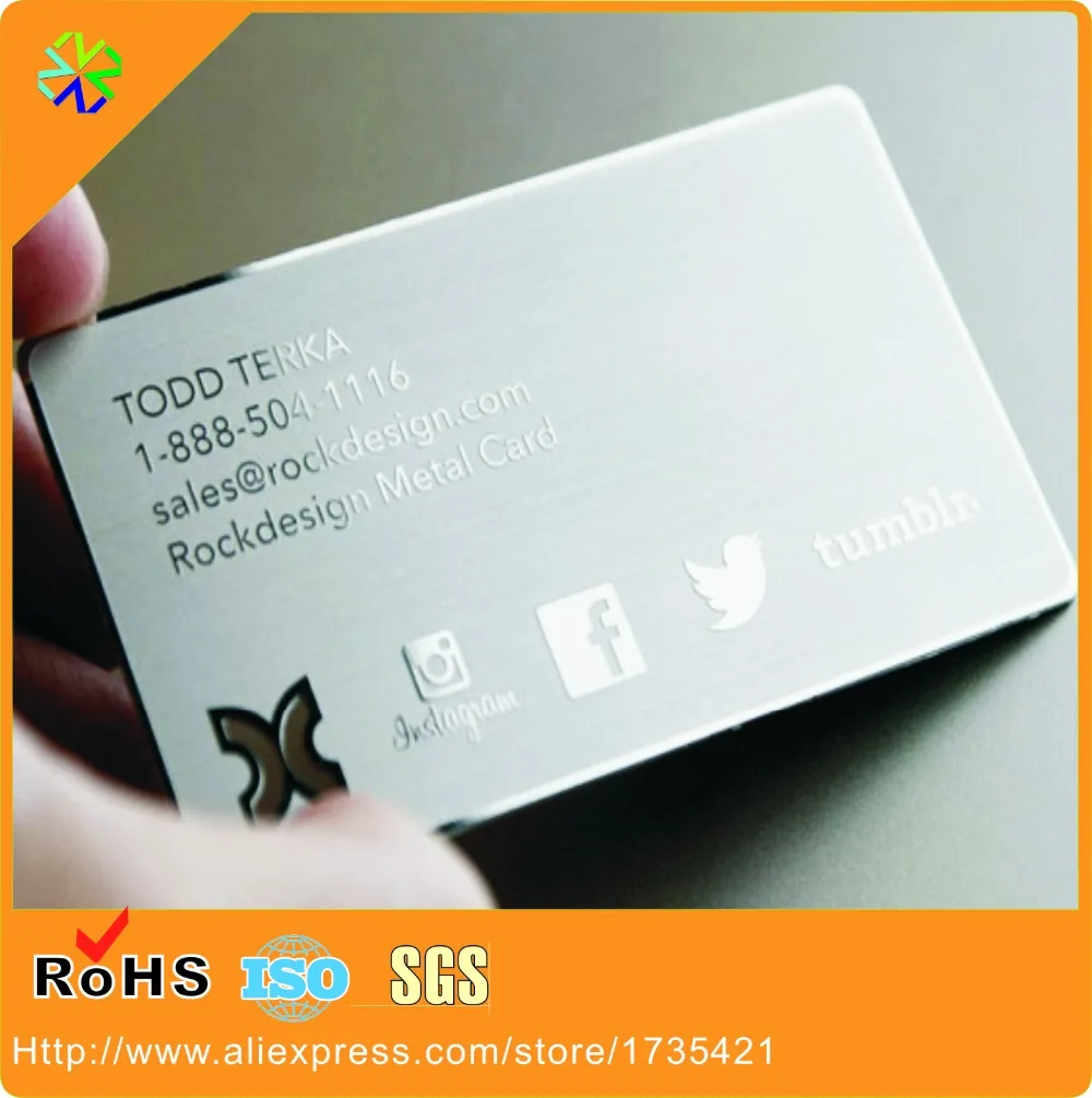 Silver Brushed Style Mirror Business PVC Card with Metal Polished Effect
