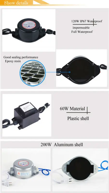 Светодиодный трансформатор напряжения переменного тока 12 В водонепроницаемый