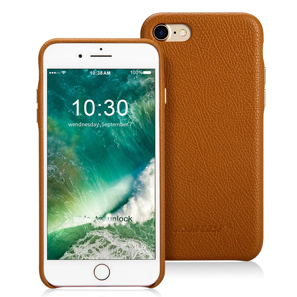 Jisoncase, откидной чехол из натуральной кожи для iPhone 7/8, тонкий чехол для iPhone 7/8 plus, металлическая кнопка, Винтажный дизайн, противоударный чехол