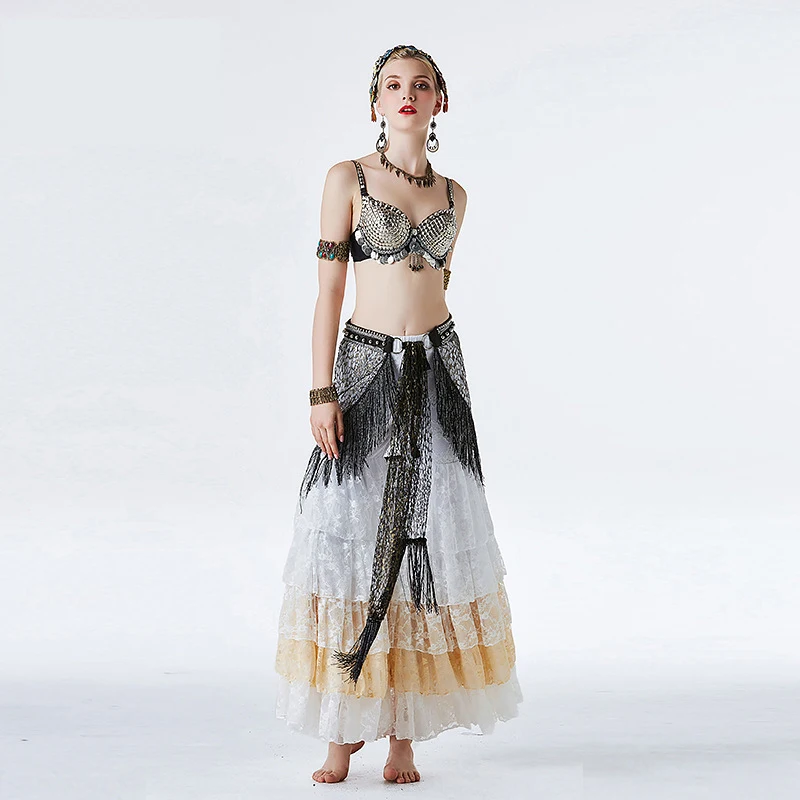 Племенной Сексуальные костюмы для танца живота комплект из 3 предметов в