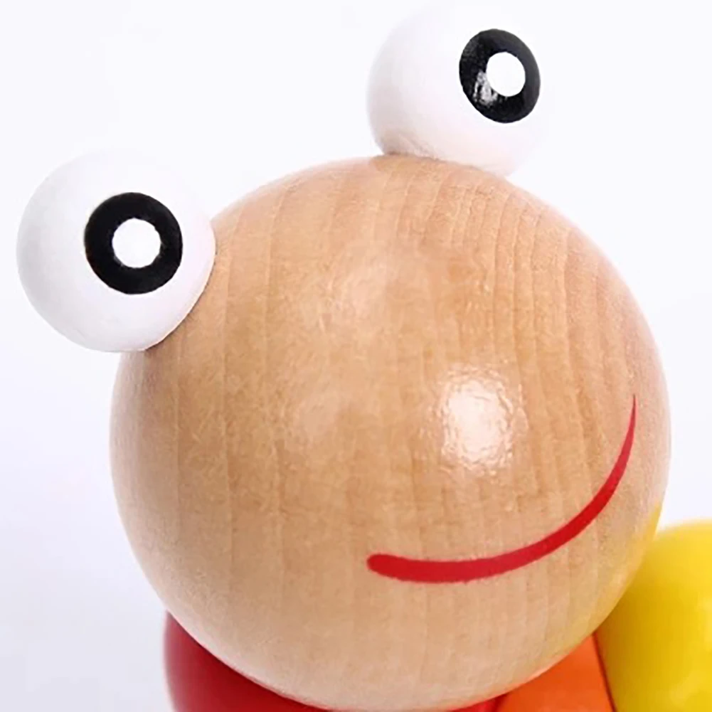 

Bluelans 17cm Colorful Wooden Worm Puzzle Kids Early Learning Educational Toy Finger Game