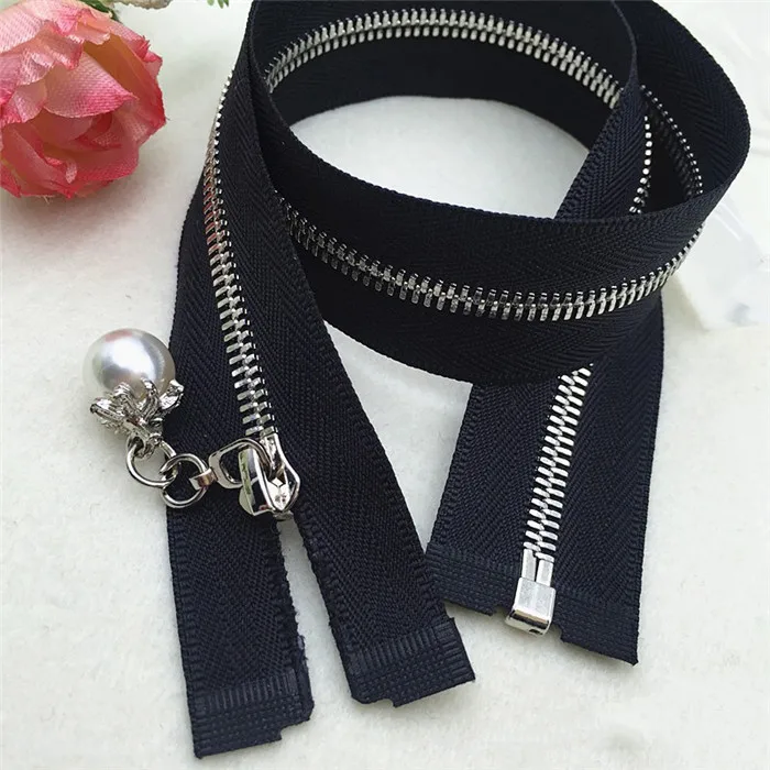 black MEETEE 3#40 см 60 см открытый конец Металлические молнии серебряные зубы Швейные молнии и аксессуары для одежды повседневные штаны Plack ZK885 - Цвет: black