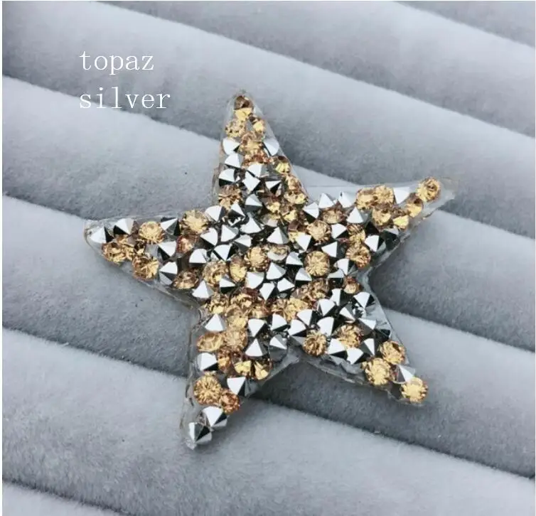 topaz silver Стразы наклейки-звездочки стразы аппликация 4,5 см, 5 шт./лот, звезда, стразы украшения, джинсы "сделай сам" нашивки на одежду - Цвет: topaz silver