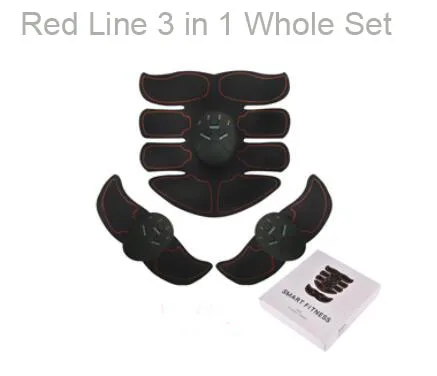 3 in 1 red Умный EMS стимулятор мышц ABS брюшной мышцы тонер тела фитнес формирующий массаж патч стройнящий тренажер унисекс - Цвет: 3 in 1 red