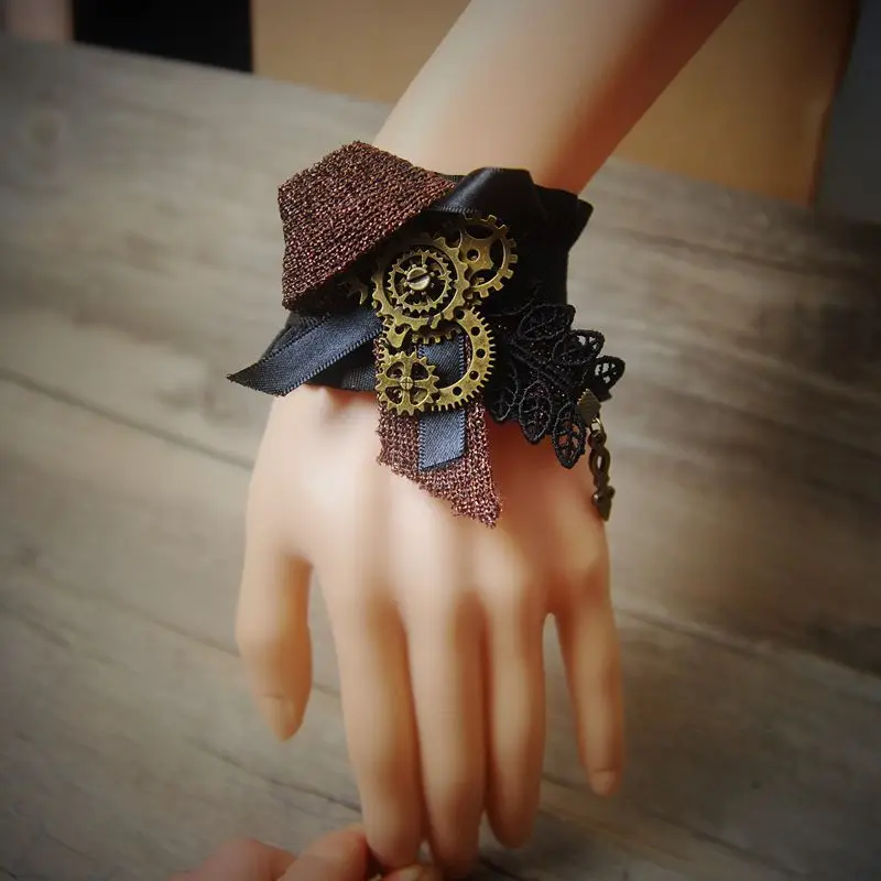 Винтажный женский браслет в стиле стимпанк ручной работы|ribbon bracelet|steampunk bracelethandmade