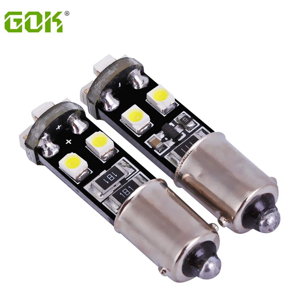 

Free shipping wholesale 10pcs BA9S led smd canbus W5W 194 t10 ba9s 8SMD 1210 led no Error canbus white light ba9s led bulb