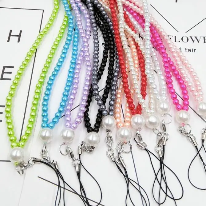 

Free DHL 40cm Long Pearls Neck Strap Lanyard Necklace for Cell phone iPod mp3 mp4 USB Flash Drive ID card badge Eyeglass Holder