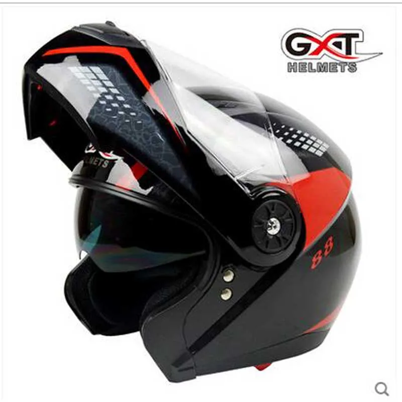 GXT черный красный мотоциклетный шлем с откидной крышкой мотоциклетные шлемы для