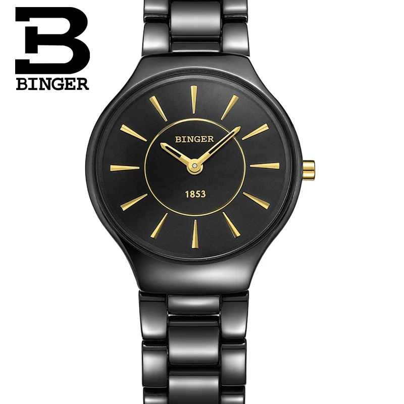 

Classic Simple Couples Japan Quartz Watches 2 Hands Fashion Brand Men Ceramic Black watch Elegant Women Bracelet Wristwatch 3bar