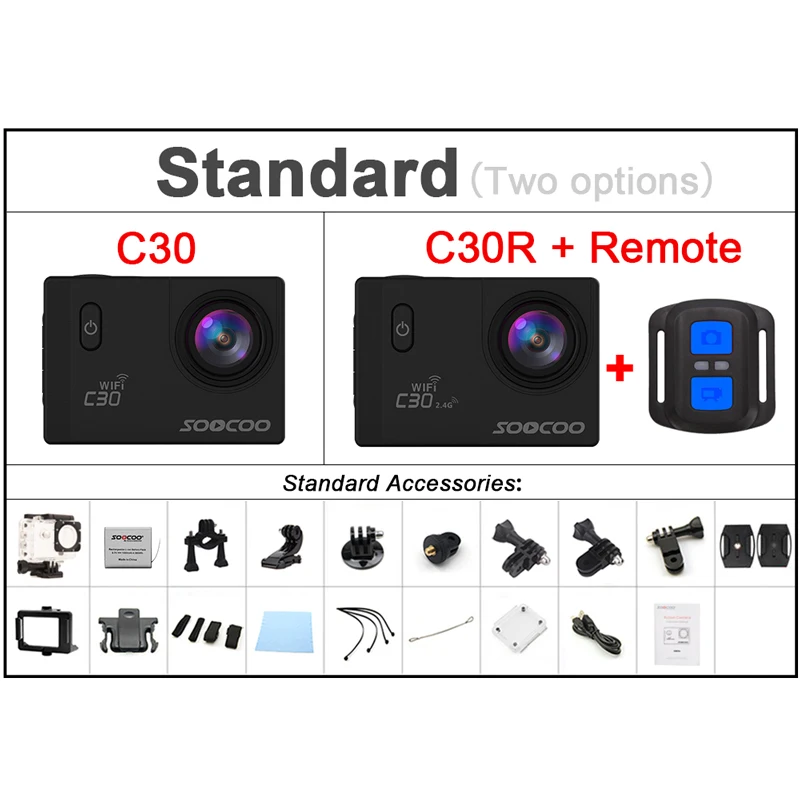Soocoo c30/c30r действие Камера 4 К гироскопа Wi Fi регулируемый угол обзора 170 градусов 2 0