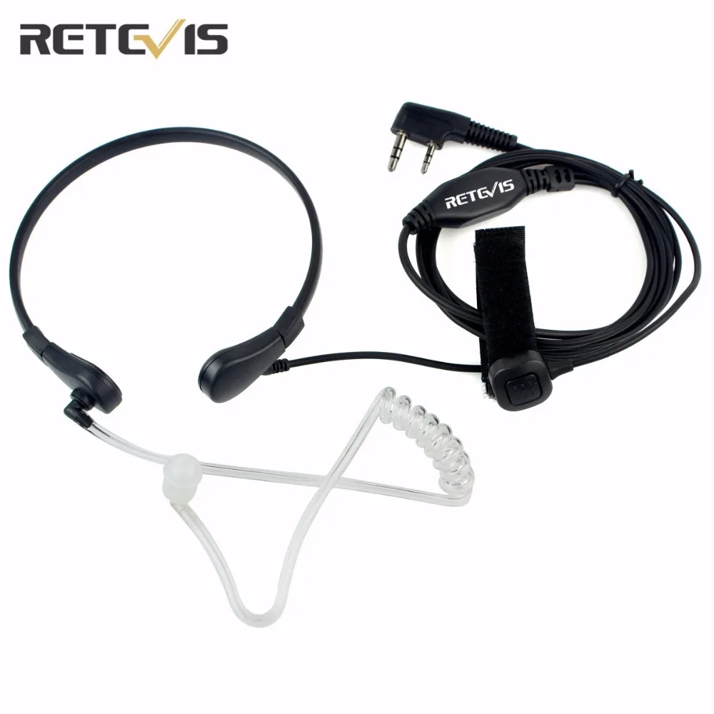 Retevis горла гарнитура PTT с микрофоном для Walkie Talkie Скрытая Акустическая трубка Kenwood