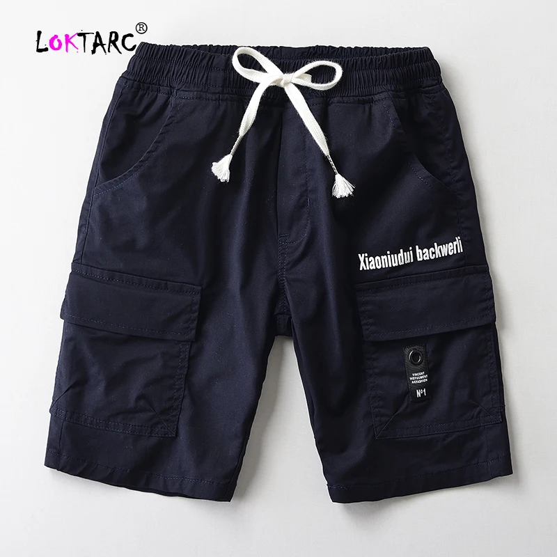 LOKTARC/Короткие повседневные шорты карго для мальчиков с эластичной резинкой на