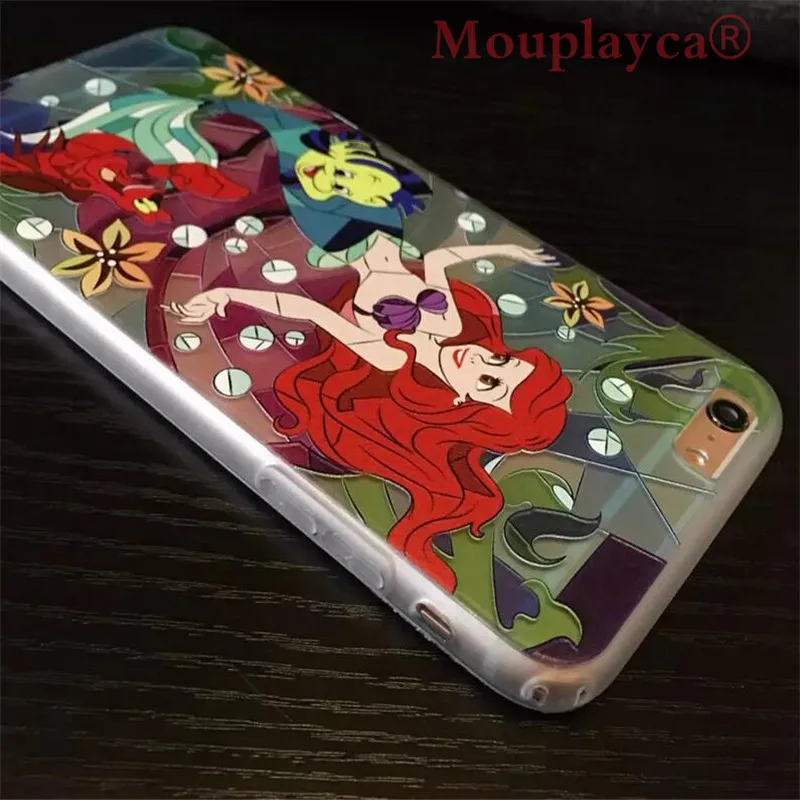 Милый мультфильм Выбивает Русалочка мягкая Пластика задняя крышка для iphone 5 5S &amp
