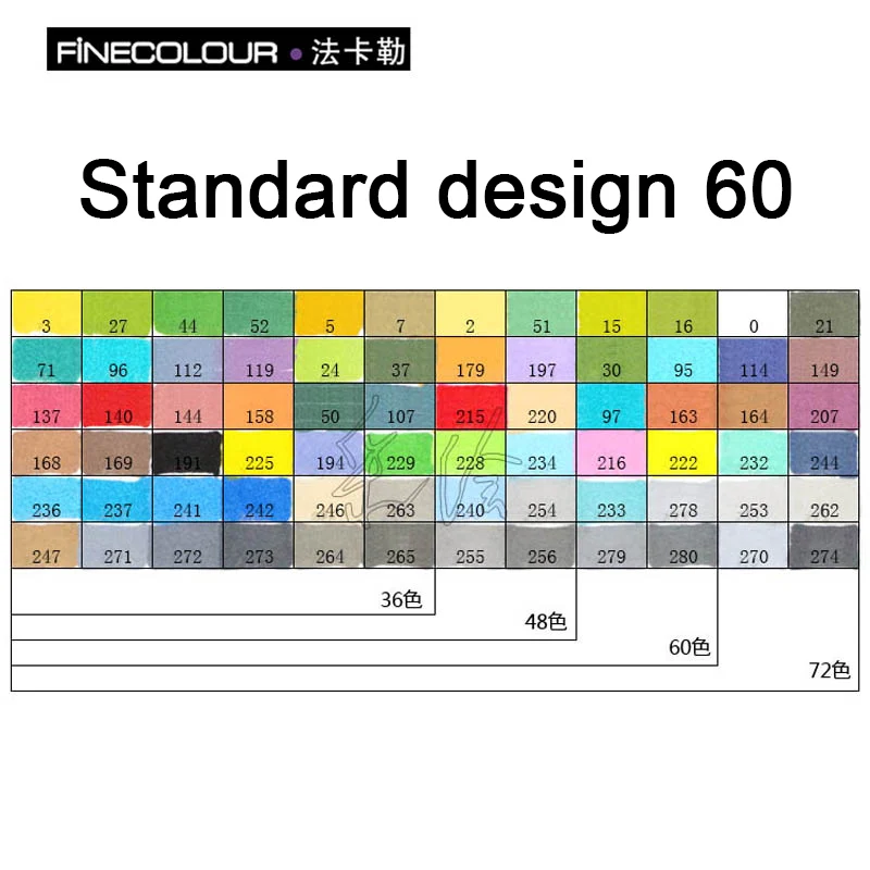 60 standard design FINECOLOUR EF100 36/48/60/72 цвета набор художественных эскизных маркеров на спиртовой основе для рисования аниме, манги, дизайна, скетчей, высокое качество чернил и хорошее смешивание цветов - Цвет: 60 standard design
