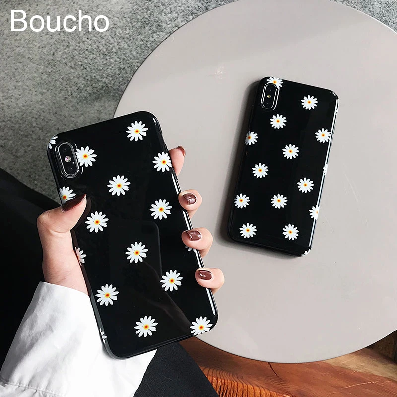 Чехол для телефона Boucho iphone XS MAX XR глянцевый чехол X 6 6s 7 8 plus Хризантема цветочный