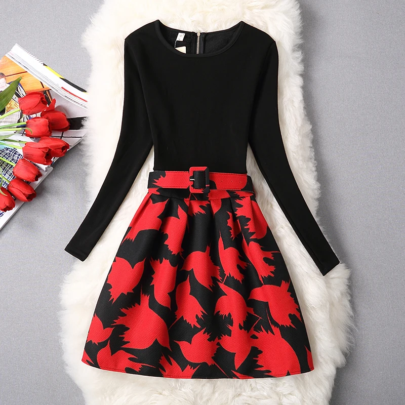 Winter Girl Dress 2018 Floral Stitching print For Children Clothing Wedding And School Party Teenage Clothes | Детская одежда и