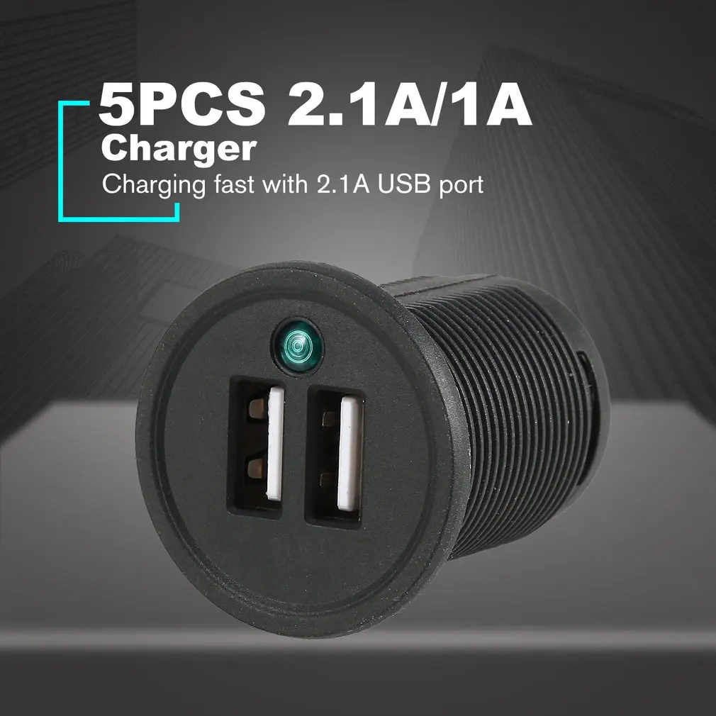 5 шт. 2.1A/1A двойной USB порт автомобильное зарядное устройство зарядка розетка для