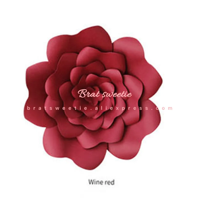 s4 wine red DIY большая Роза гигантские Бумажные цветы для свадебных фонов украшения бумажные поделки для детской комнаты день рождения видео-обучающие материалы - Цвет: s4 wine red