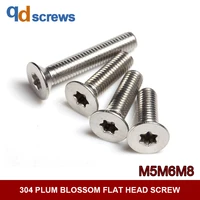 304 m5m6m8 plum blossom flat six lobe head stainless steel screw gb2673 iso 14581