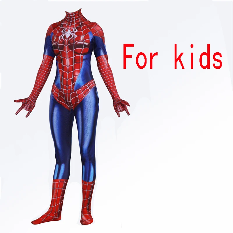 For kids Костюм паука; маскарадные костюмы Человека-паука; супергероя; Zentai Badysuit Suit; комбинезоны; костюмы на Хэллоуин для женщин и детей - Цвет: For kids
