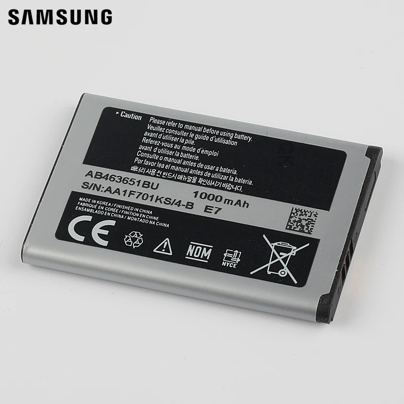 Samsung оригинальный аккумулятор AB463651BC для L700 W559 S5628 C3222 B3410 F339 J800 S3650 S7070 S5608 S3370 AB463651BE