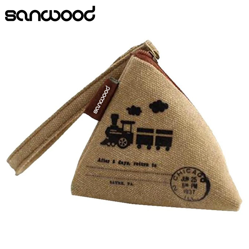 Маленький холщовый мини треугольный кошелек унисекс кошельки клатч сумки для