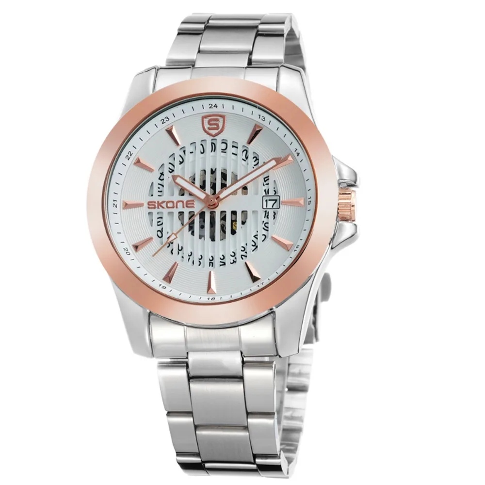 SKONE мужчины часы и женские скелет мода рождественские подарки водонепроницаемый