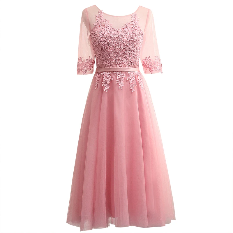 Элегантные пыльно розовые платья для подружек невесты кружевные аппликации с