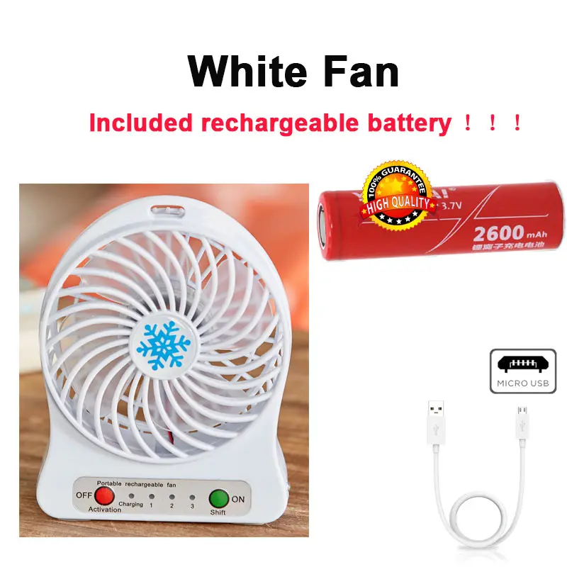 F26-White - Battery Новинка Портативный USB вентилятор 18650 аккумулятор с фонариком тихий перезаряжаемый Настольный вентилятор для наружного вентилятора usb мульти гаджет крутой - Цвет: F26-White - Battery