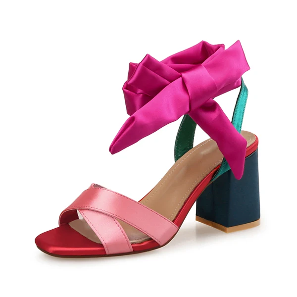 Colorful Sandals Сандалии-гладиаторы; женская летняя обувь на высоком каблуке; Шелковая женская свадебная обувь с бантом-бабочкой; Роскошные Дизайнерские Босоножки с открытым носком; Sandalia Mujer - Цвет: Colorful Sandals