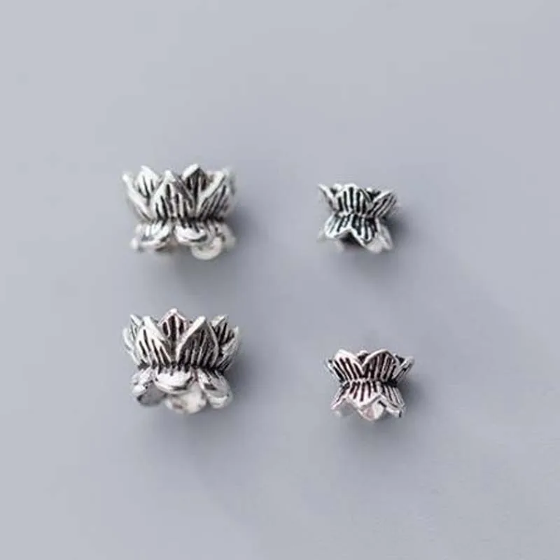 Titanium Silver 2 шт., настоящее твердое 925 пробы, серебро, двухсторонний цветок, бусины, шапки, ожерелье, браслет, соединитель для изготовления ювелирных изделий DIY - Цвет: Titanium Silver