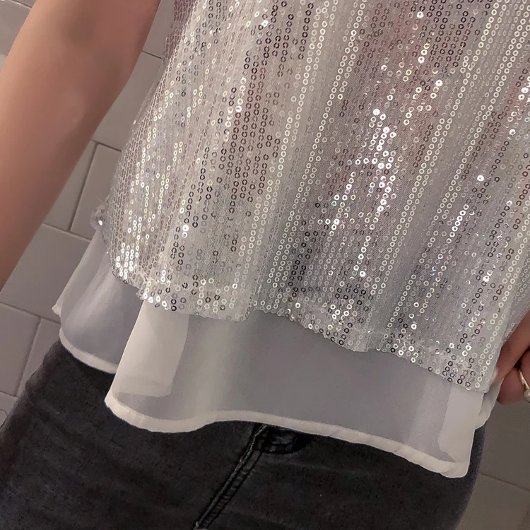 Сексуальная Женская майка, расшитая блестками, Camisoles Paillette Tee, Женская майка, жилет на тонких бретельках, Клубная одежда, женские летние майки, блузка