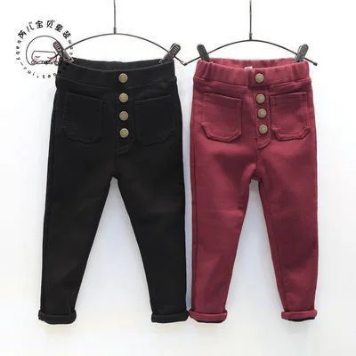 

New Winter Girls Plus Velvet Thickening Leggings Girl Stretch Baby Girls Skinny Pants Kids Cotton clothes Girl pencil Pants