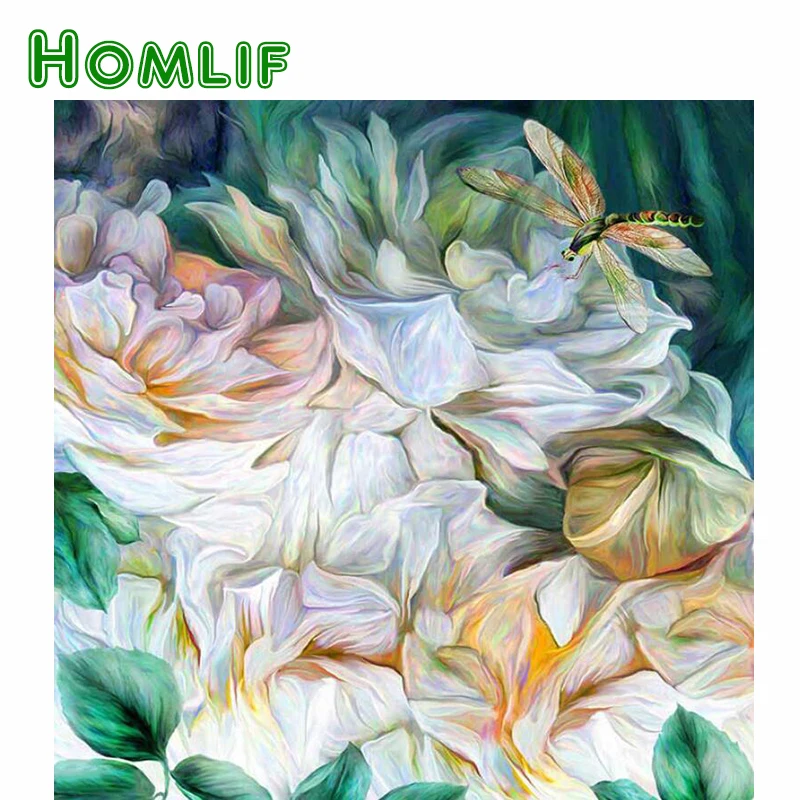 Алмазная живопись HOMLIF 5D &quotсделай сам&quot цветные цветы вышивка насекомыми стразы