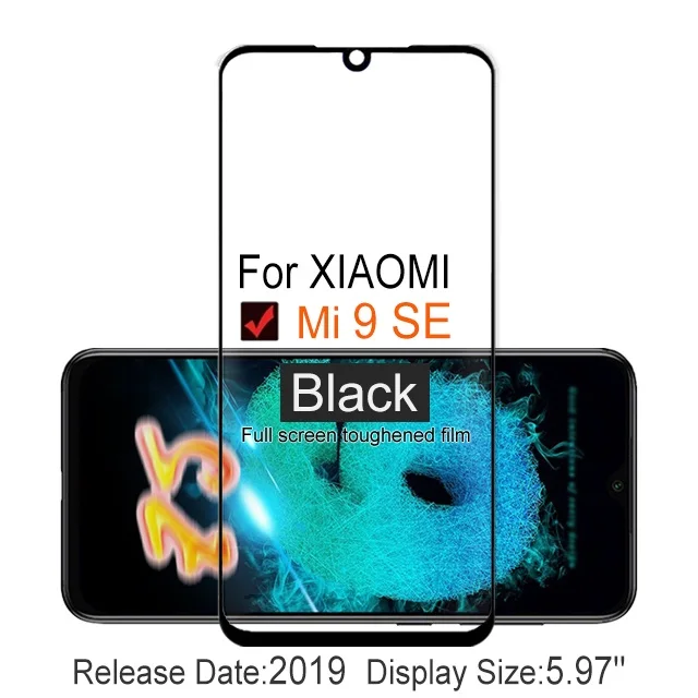2 шт. полное покрытие закаленное стекло для Xiaomi mi 9 mi 9 SE защита экрана 9H на Защитное стекло для Xiao mi 9 SE пленка - Цвет: XIAOMI Mi 9 SE Black