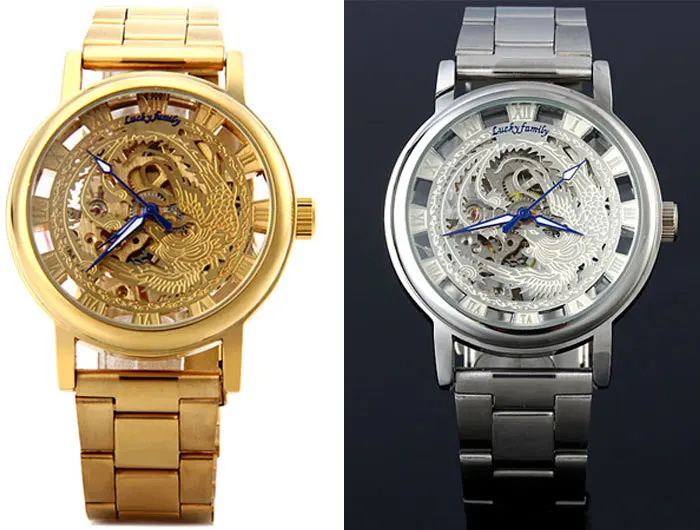 Уникальные аналоговые прозрачные механические часы Phoenix унисекс с вырезами и