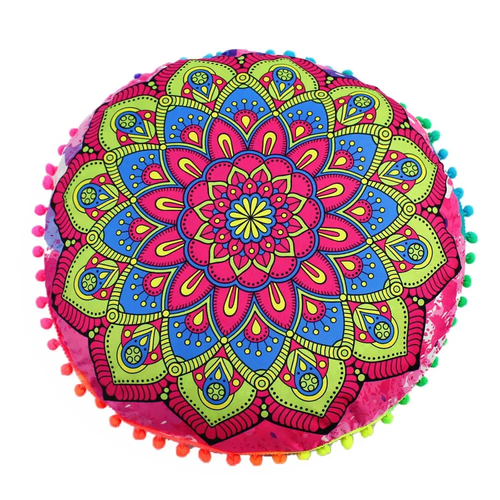 A Gajjar Новинка 43*43 см напольные подушки с индийской мандалой круглые Boho Чехлы для подушек текстильный чехол для подушек Прямая поставка - Цвет: A