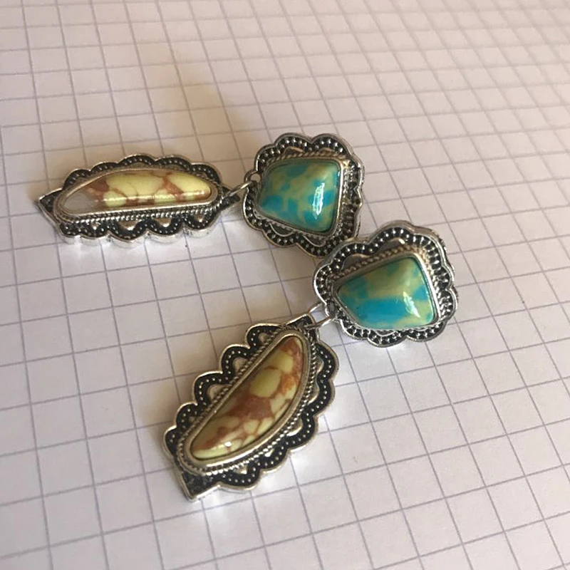 Богемные винтажные этнические болтающиеся серьги с зеленым камнем для женщин