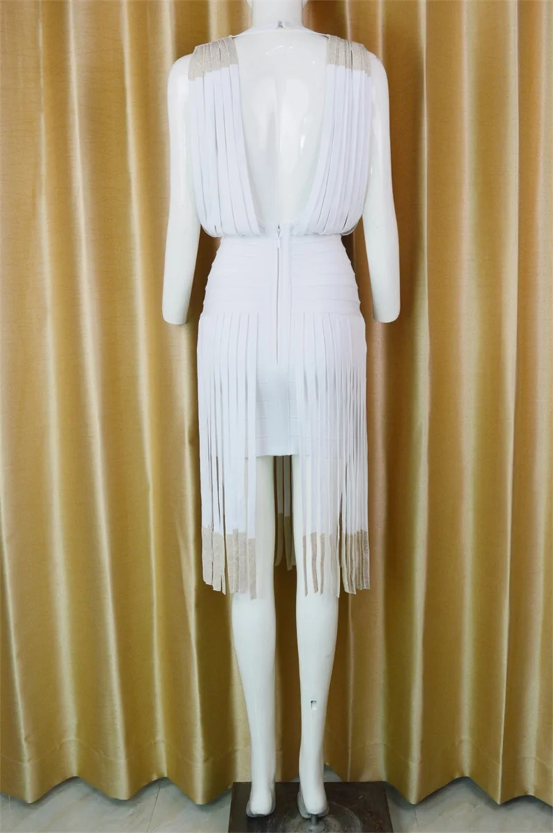 2018 платье с бахромой модное дизайнерское сексуальное облегающее женское v