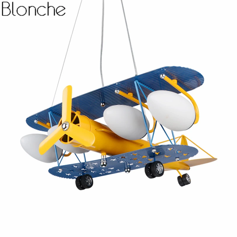 Креативный детский подвесной ретро светильник в виде самолета современный